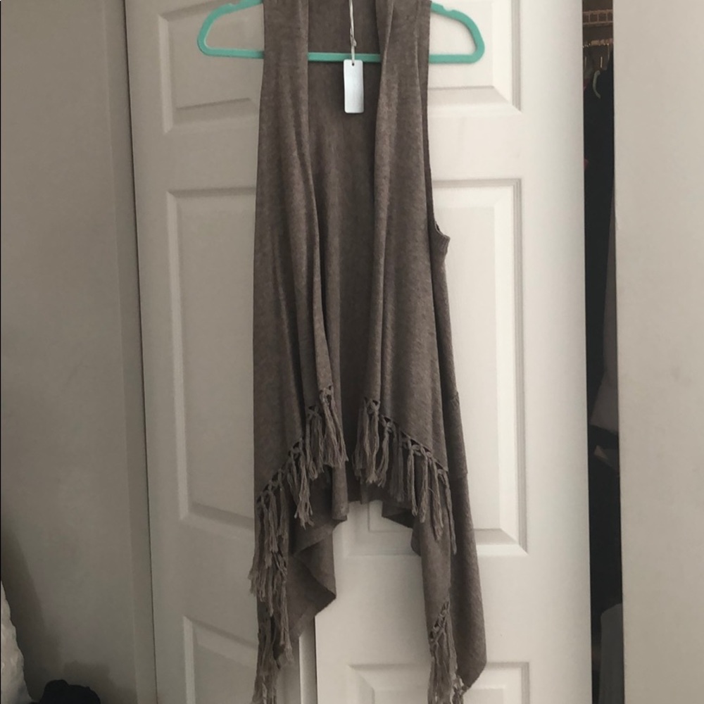 NWT Cashmere Boho fringed wool sweater vest